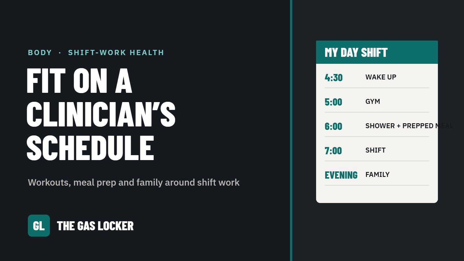 Fit on a Clinician’s Schedule, from The Gas Locker
